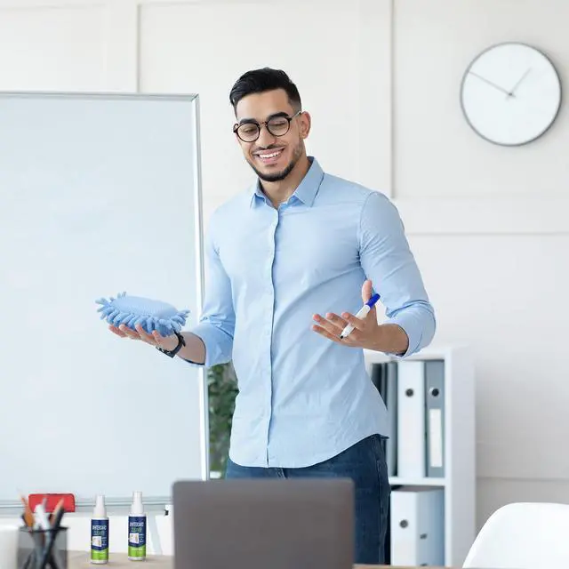 Alt view image 6 of 7 - 6 Pack Whiteboard Cleaner 3.4 Fl oz White Board Cleaning Spray Dry Erase Board Cleaner with Microfiber Shag Whiteboard Eraser Removes Stubborn Marks from Chalkboard (Pastel)