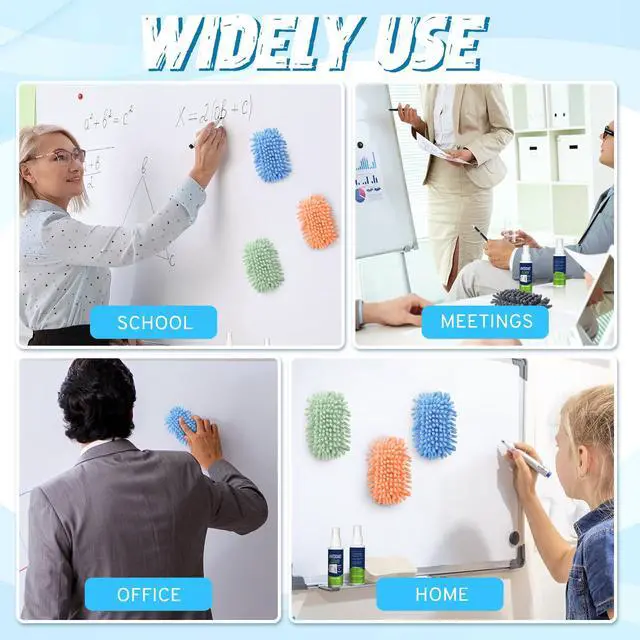 Alt view image 7 of 7 - 6 Pack Whiteboard Cleaner 3.4 Fl oz White Board Cleaning Spray Dry Erase Board Cleaner with Microfiber Shag Whiteboard Eraser Removes Stubborn Marks from Chalkboard (Pastel)