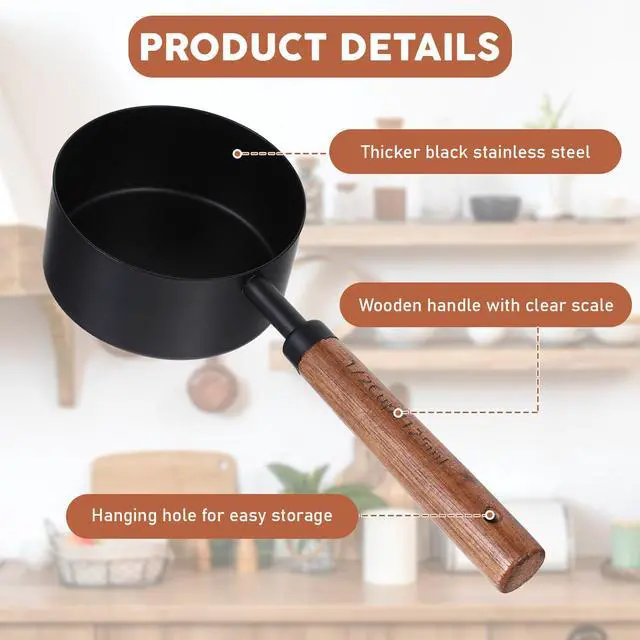 Alt view image 3 of 7 - Steel Measuring Cups Set and Measuring Spoons Wooden Handle Metal Measure Cups and Spoons for Cooking and Baking, 8 Piece