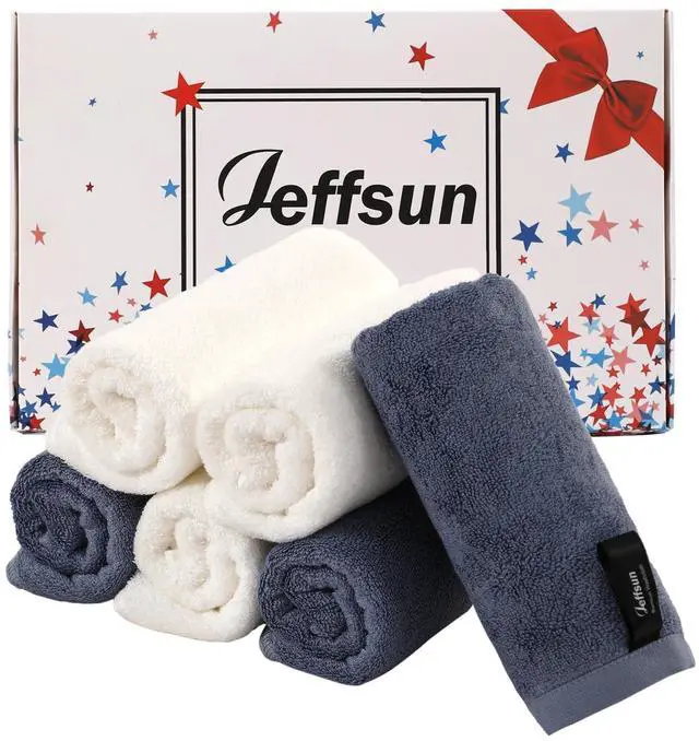 Main image of Wash Cloths 6 Pack, Super Soft and Gentle Face Towel on Sensitive Skin, Reusable Makeup Remover Eraser, 13x13 inch Large Washcloths for Face and Body, Easy to Clean Slate Blue Facial Cleaning Cloths