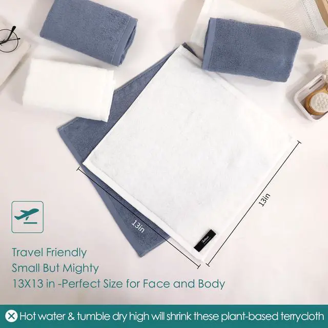 Alt view image 6 of 7 - Wash Cloths 6 Pack, Super Soft and Gentle Face Towel on Sensitive Skin, Reusable Makeup Remover Eraser, 13x13 inch Large Washcloths for Face and Body, Easy to Clean Slate Blue Facial Cleaning Cloths
