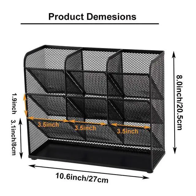 Alt view image 5 of 6 - Mesh Desk Organizer, Multi-Functional Pen Holder, Desktop Stationary Organizer, Storage Rack for School Home Office Art Supplies (Mesh Pen Holder)