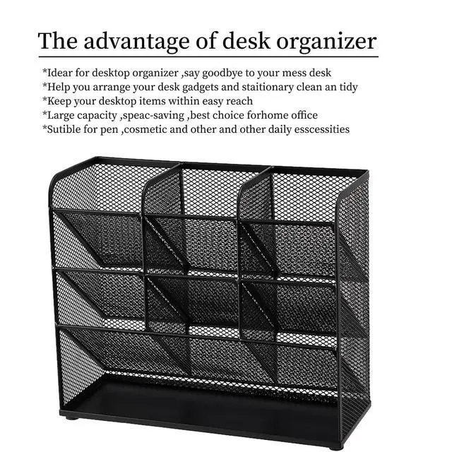 Alt view image 6 of 6 - Mesh Desk Organizer, Multi-Functional Pen Holder, Desktop Stationary Organizer, Storage Rack for School Home Office Art Supplies (Mesh Pen Holder)