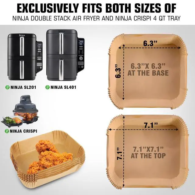 Alt view image 2 of 5 - Air Fryer Liners for Ninja DoubleStack SL401 8-10QT: Disposable Paper Liners for SL201 8QT, SL401 10QT and Crispi 4 QT, Double Stack 50pcs, Suitable for SL401/SL451/SL201
