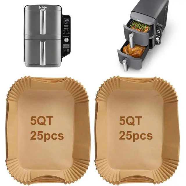 Alt view image 5 of 5 - Air Fryer Liners for Ninja DoubleStack SL401 8-10QT: Disposable Paper Liners for SL201 8QT, SL401 10QT and Crispi 4 QT, Double Stack 50pcs, Suitable for SL401/SL451/SL201