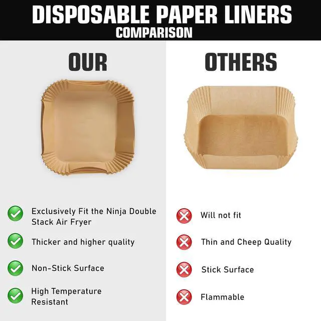Alt view image 4 of 5 - Air Fryer Liners for Ninja DoubleStack SL401 8-10QT: Disposable Paper Liners for SL201 8QT, SL401 10QT and Crispi 4 QT, Double Stack 50pcs, Suitable for SL401/SL451/SL201