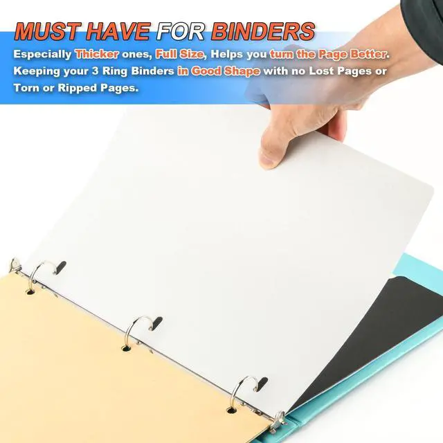 Alt view image 5 of 7 - Full Page Flat Sheet Lifters & Page Protectors for Letter Size 11" x 8.5", 3 Hole Binder Separators for Binder Page Protectors, Family Tree, Photo Albums Helps You Turn the Page Better (White 10 PCS)