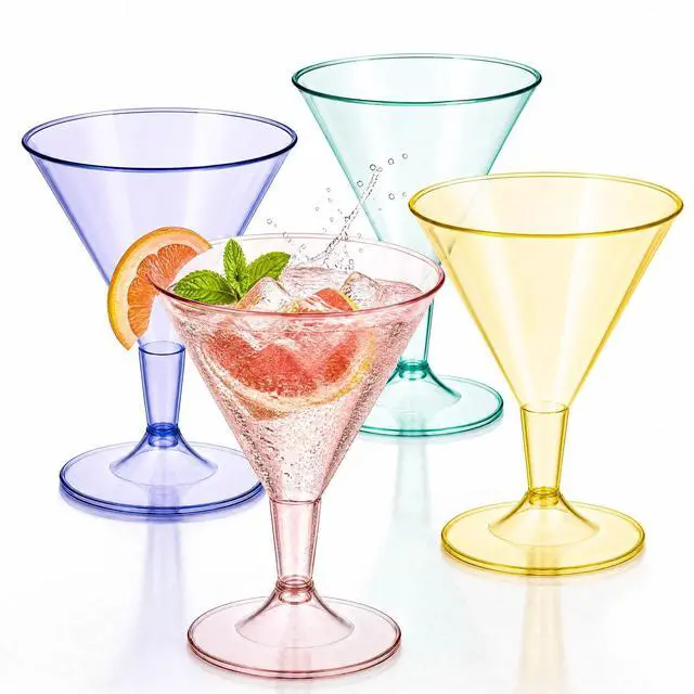Main image of 24 Pack Colored Plastic Cocktail Glasses - 6.25oz Disposable Martini Glasses - Plastic Margarita Glasses - Perfect for Wedding & Birthday & Summer Party