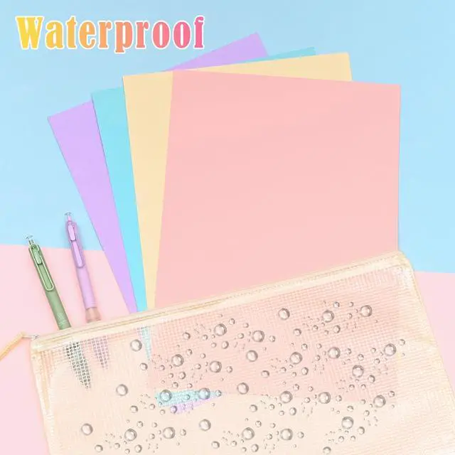Alt view image 4 of 7 - 18Pcs Mesh Zipper Pouch Bags, Clear Waterproof Document Bag, Assorted Color File Pockets, Large Capacity Plastic File Jackets, Multipurpose for Travel School Office and Home (Colorful)