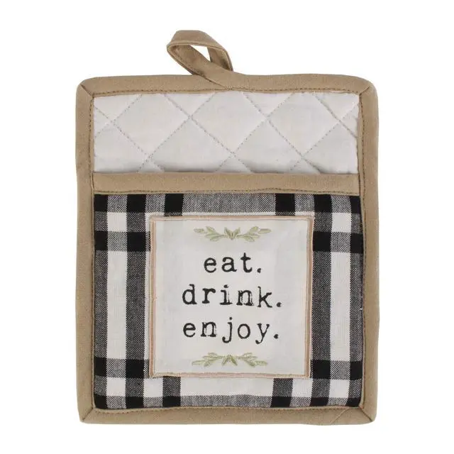 Alt view image 4 of 7 - Home Sweet Farmhouse Kitchen Collection, Potholder/Oven Mitt/Dishtowel Set, Black, 4 Count