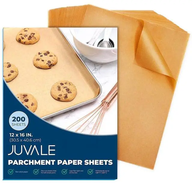 Main image of Parchment Paper Sheets - 200 Pack, 12 x 16 in, Unbleached Brown - Nonstick Half Sheet Pan Liners & Parchment Paper for Baking - Disposable Air Fryer Liners for Grilling & Steaming