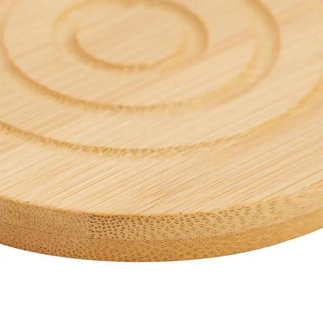 Alt view image 6 of 7 - Coasters Set of 6-4.3-Inch Round Light Brown Bamboo Wood with Holder - Wooden Drink Coasters for Coffee Table Decor & Home Decor