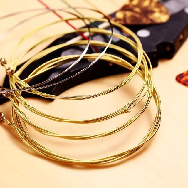 Alt view image 3 of 7 - 3 Sets Acoustic Guitar Strings Replacement Steel Guitar Strings (Gold, Brass, Multicolor) with 9 Pieces Celluloid Picks 3 Sizes for Electric Acoustic Players Performers