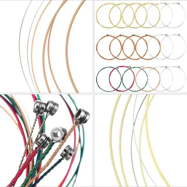 Alt view image 5 of 7 - 3 Sets Acoustic Guitar Strings Replacement Steel Guitar Strings (Gold, Brass, Multicolor) with 9 Pieces Celluloid Picks 3 Sizes for Electric Acoustic Players Performers