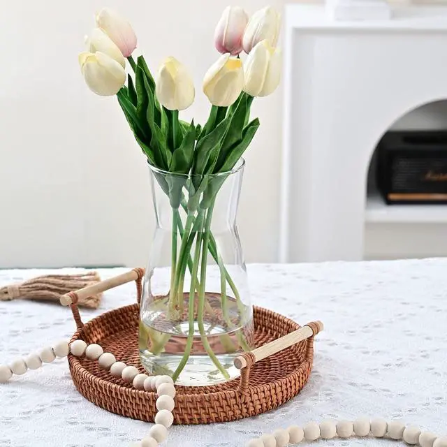 Alt view image 3 of 7 - 8 inch Clear Glass Flower Vases for Centerpiece Table Home Indoor Desk Decor,Ins Modern Boho Style Vase for Wedding Housewarming Gift