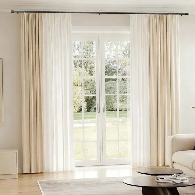 Alt view image 5 of 7 - 5/8 Diameter Curtain Rods 30-90 Inch, for 30-84 Inch Windows, Adjustable Splicing Black Curtain Rods for Windows with Brackets, Window Rod Long Small Curtains Rod