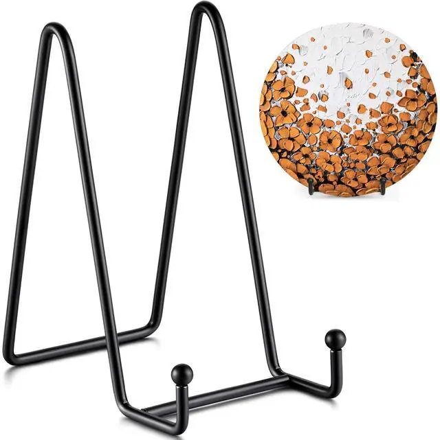 Main image of Plate Stands for Display - 6 Inch Stand + Metal Frame holder stand Picture, Decorative Plate, Book, Photo Easel (2 Pack)