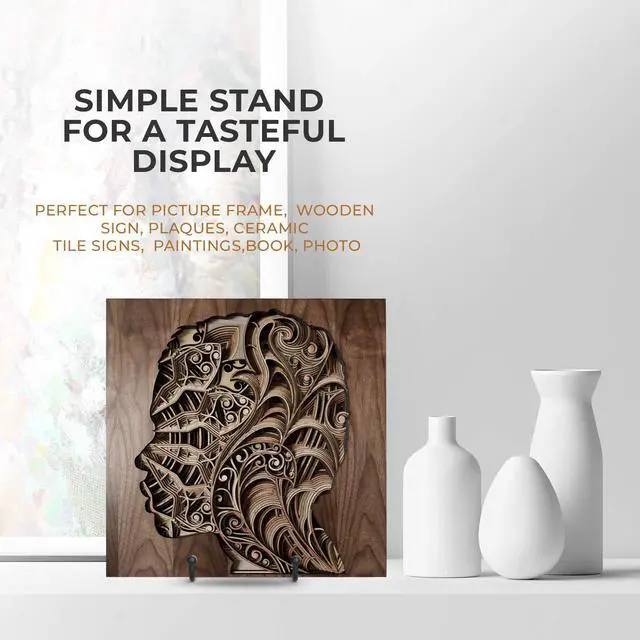 Alt view image 4 of 7 - Plate Stands for Display - 6 Inch Stand + Metal Frame holder stand Picture, Decorative Plate, Book, Photo Easel (2 Pack)