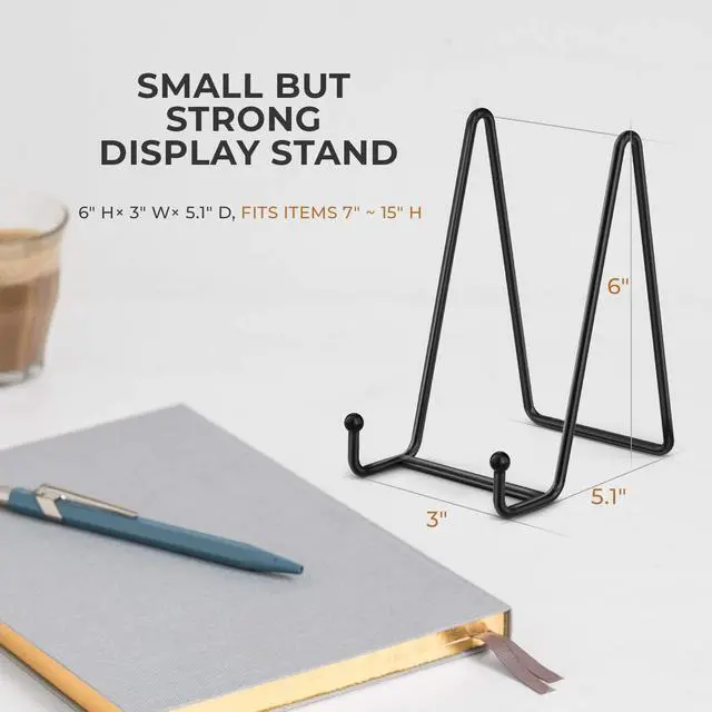 Alt view image 6 of 7 - Plate Stands for Display - 6 Inch Stand + Metal Frame holder stand Picture, Decorative Plate, Book, Photo Easel (2 Pack)
