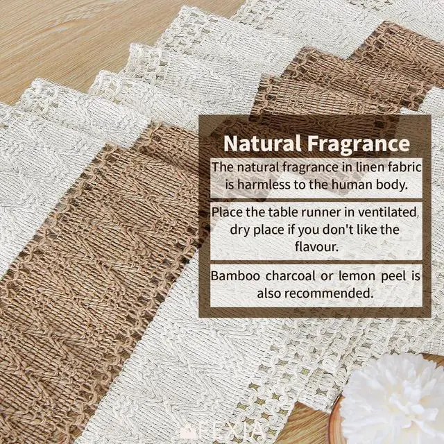 Alt view image 4 of 7 - Boho Table Runner for Home Decor with Tassels 72 Inches Farmhouse Long Pottery Barn Furniture Rustic Macrame Burlap Table Decoration for Living Room Bridal Shower (12x72 Inches)