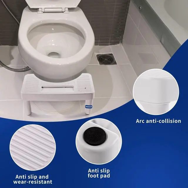 Alt view image 4 of 7 - 6.8 Inch Toilet Stool for Bathroom,Hoissuem Non-Slip Potty Stool for Pooping,Hoissuem Toilet Step Stool for Adults/Seniors/Kids