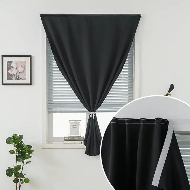 Alt view image 6 of 7 - Adhesive Blackout Curtains- Self Stick Shades Window Blinds Curtains No Rod Needed Easy to Hang Curtains, Use for Bedroom, Living Room, Dining Room, Kitchen, Home Office, 35"W X 59"L, Black, 1 Panel