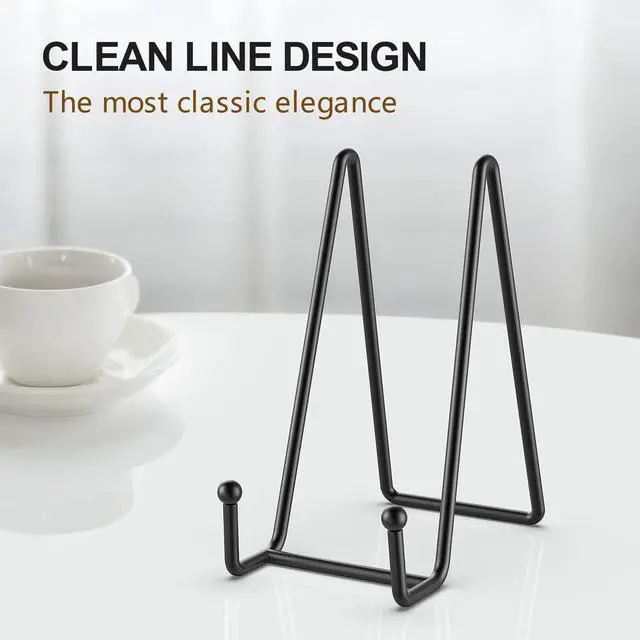 Alt view image 2 of 7 - 3 Pack 6 Inch Plate Stands for Display Picture - Vinyl Table Top Display, Decorative Metal Frame Holders for Book , Photo and Platter, Tabletop Art, Black 3 Packs