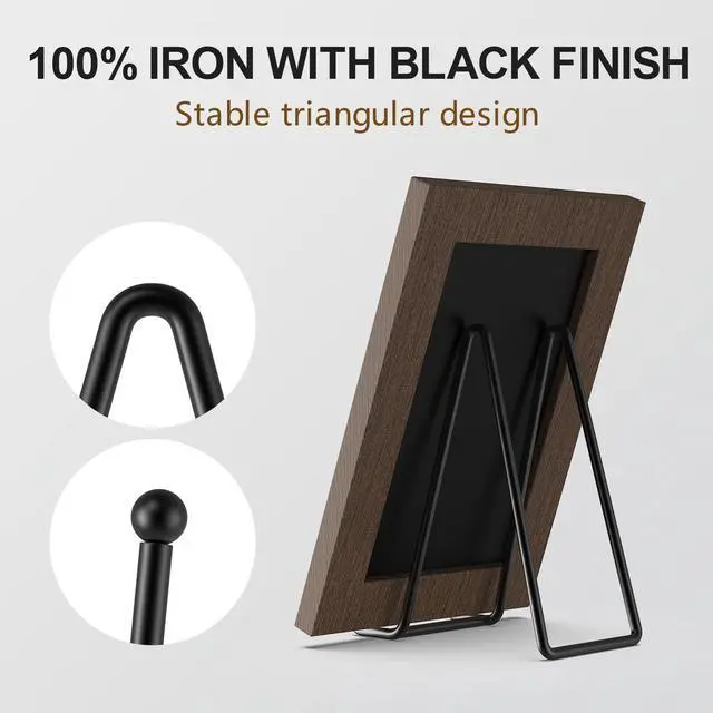 Alt view image 3 of 7 - 3 Pack 6 Inch Plate Stands for Display Picture - Vinyl Table Top Display, Decorative Metal Frame Holders for Book , Photo and Platter, Tabletop Art, Black 3 Packs