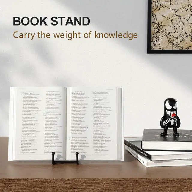 Alt view image 6 of 7 - 3 Pack 6 Inch Plate Stands for Display Picture - Vinyl Table Top Display, Decorative Metal Frame Holders for Book , Photo and Platter, Tabletop Art, Black 3 Packs