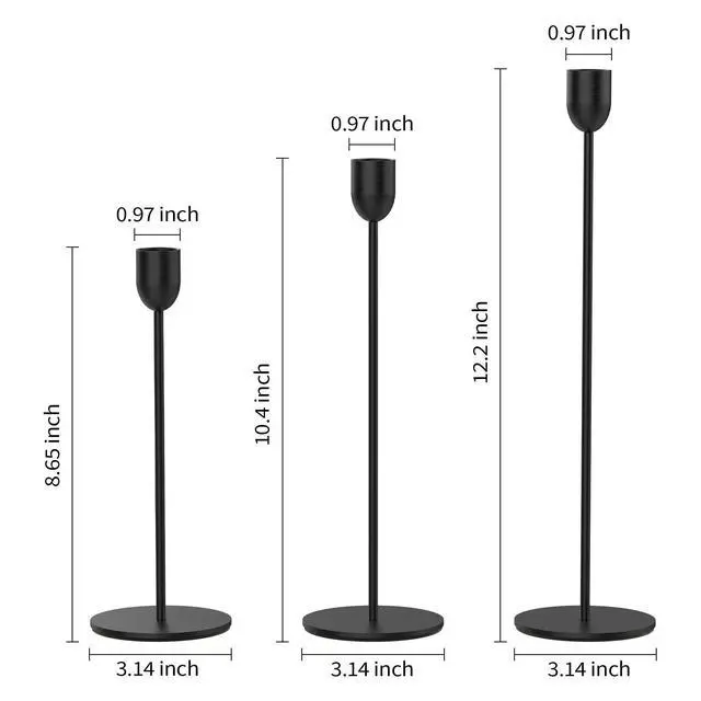 Alt view image 2 of 7 - Black Tall Candle Candlestick Holder, 3PCS Taper Pillar Candle Sticks Stand Holders Decor, Centerpiece Dining Table Wedding Festive Fireplace Mantle Vintage Room Decorations, Housewarming Gift