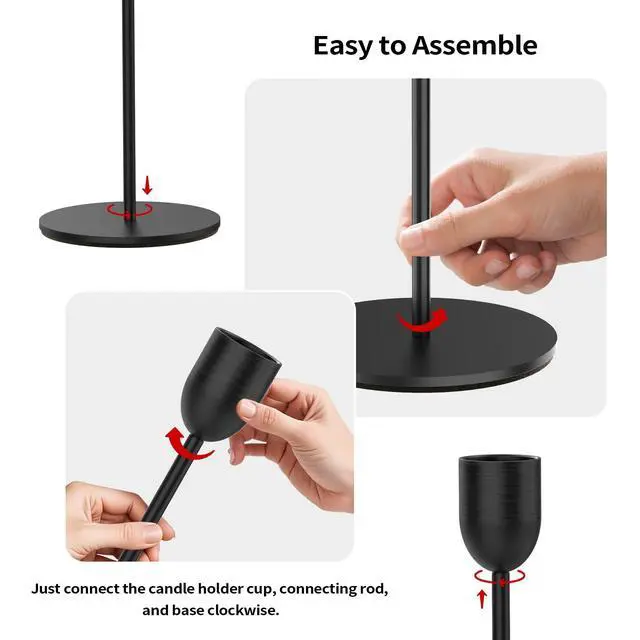 Alt view image 5 of 7 - Black Tall Candle Candlestick Holder, 3PCS Taper Pillar Candle Sticks Stand Holders Decor, Centerpiece Dining Table Wedding Festive Fireplace Mantle Vintage Room Decorations, Housewarming Gift