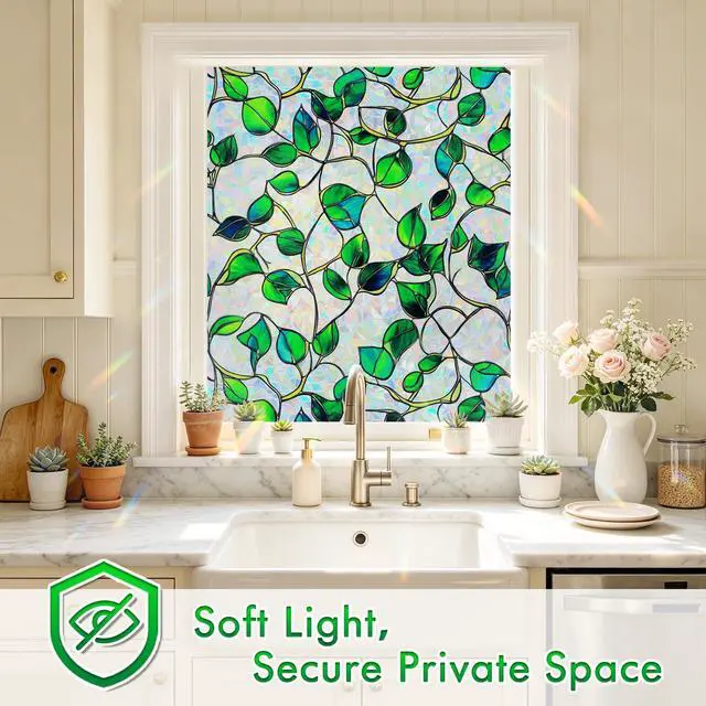 Alt view image 5 of 7 - Rainbow Window Privacy Film,Heat Control,UV Blocking,Anti-Glare,Day & Night Privacy Protection & Decoration for Home, Bathroom,Glass Door,Static Cling,Renter-Friendly with Installation Tools