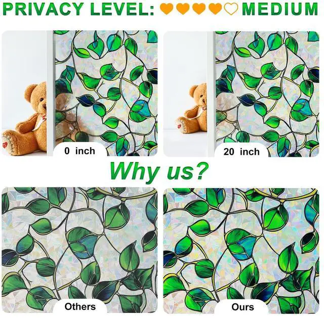 Alt view image 7 of 7 - Rainbow Window Privacy Film,Heat Control,UV Blocking,Anti-Glare,Day & Night Privacy Protection & Decoration for Home, Bathroom,Glass Door,Static Cling,Renter-Friendly with Installation Tools