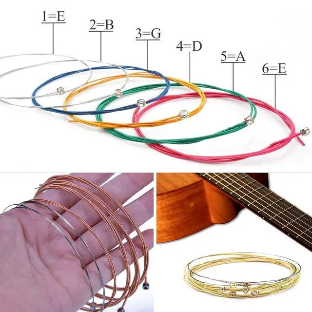 Alt view image 6 of 7 - Guitar Accessories include 3 Sets guitar strings acoustic 6 string set (Gold,Brass,Multicolor),with Guitar String Winder Guitar Kit,6 Pieces Celluloid Guitar Picks