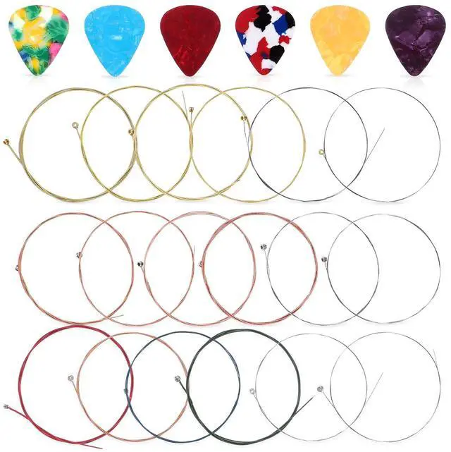 Main image of 3 Sets Acoustic Guitar Strings And 6 Picks, Steel Guitar String