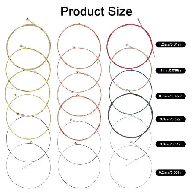 Alt view image 2 of 6 - 3 Sets of 6 Acoustic Guitar Strings Steel and Copper Replacement Strings
