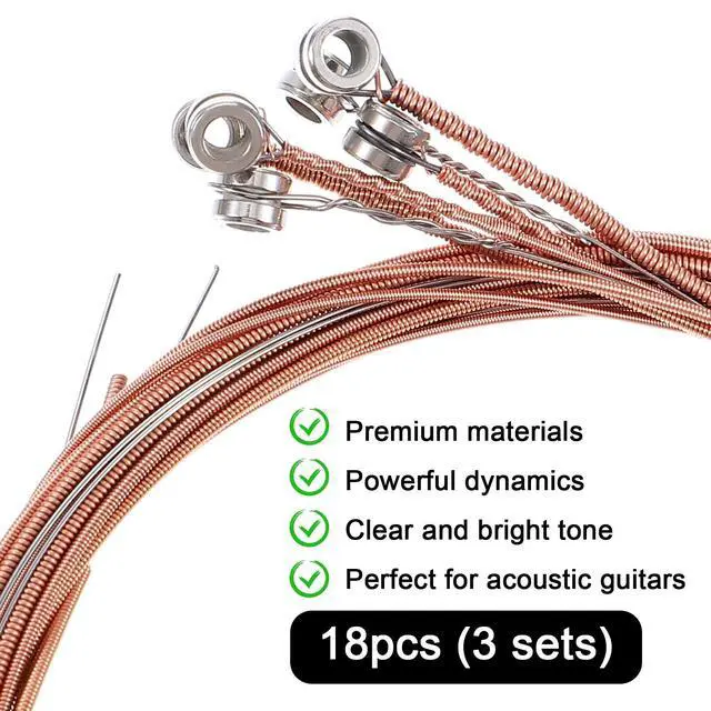Alt view image 3 of 6 - 3 Sets of 6 Acoustic Guitar Strings Steel and Copper Replacement Strings