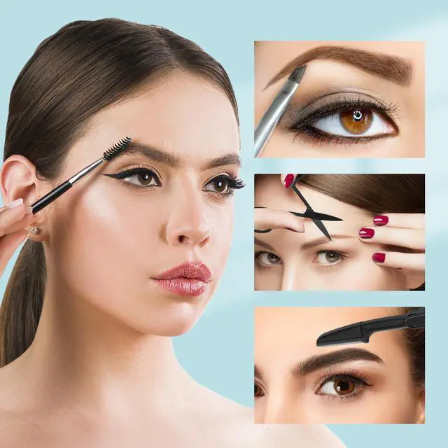Alt view image 4 of 7 - 7pcs Eyebrow Tweezers Kit for Women Precision Plucker with Brow Scissors & Razor & Spoolie for Facial, Chin, Brow, Splinter and Ingrown Hair