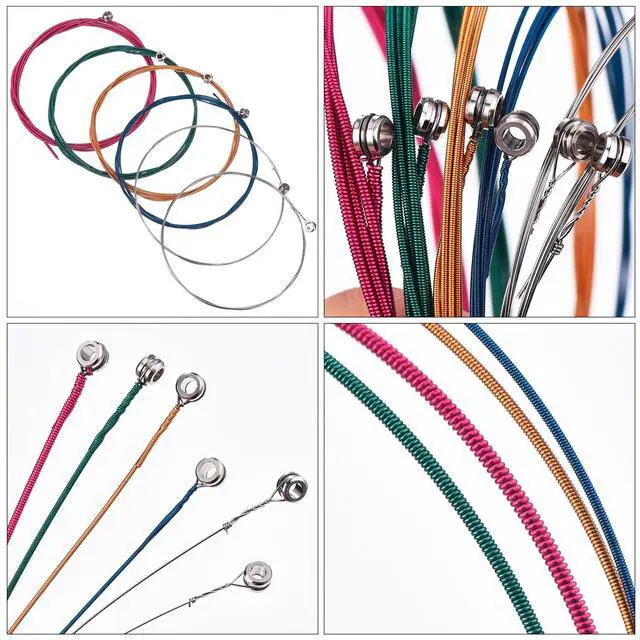 Alt view image 3 of 7 - 2 Sets of 6 Guitar Strings Replacement Steel String for Acoustic Guitar (Yellow and Multicolor)