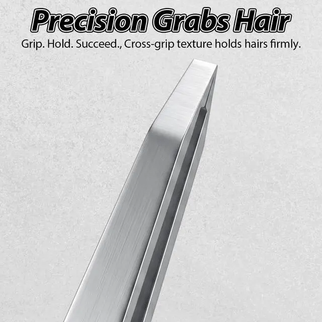 Alt view image 3 of 7 - Tweezers for Women Facial Hair 2 Pcs Slant & Flat Tip Eyebrow 430 Stainless Steel Tweezers Set Plucking Ingrown Hairs Ingrown Hair Removal Professional Precision Eyebrow tools with Case