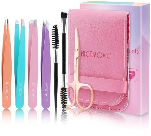 Main image of Eyebrow Tweezers for Women Facial Hair 7 Pcs, Stocking Stuffers for Women Teen Girls, Christmas Beauty Gifts for Teen Girls Women, Tweezers for Eyebrow, Birthday Cute Small Gifts for Mom Her