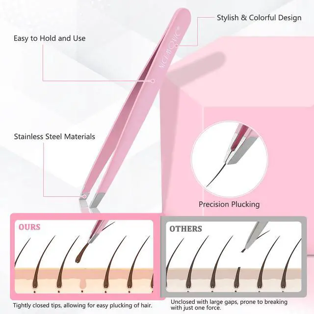 Alt view image 4 of 7 - Eyebrow Tweezers for Women Facial Hair 7 Pcs, Stocking Stuffers for Women Teen Girls, Christmas Beauty Gifts for Teen Girls Women, Tweezers for Eyebrow, Birthday Cute Small Gifts for Mom Her