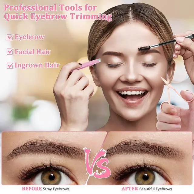 Alt view image 7 of 7 - Eyebrow Tweezers for Women Facial Hair 7 Pcs, Stocking Stuffers for Women Teen Girls, Christmas Beauty Gifts for Teen Girls Women, Tweezers for Eyebrow, Birthday Cute Small Gifts for Mom Her