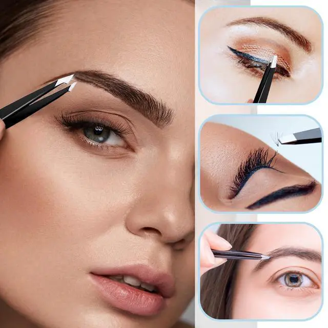 Alt view image 7 of 7 - 4Pcs Eyebrow Tweezers Set,Tweezers for Women Facial Hair Professional Stainless Steel Tweezers Precision Tweezers Set,Suitable for Removing Inward Growing Hair Eyebrows and Facial Hair(black)