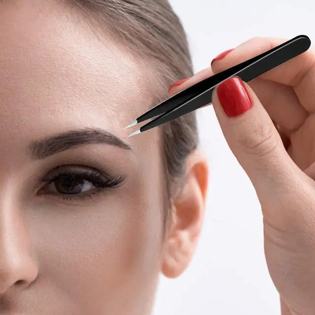 Alt view image 3 of 7 - 4Pcs Eyebrow Tweezers Set,Tweezers for Women Facial Hair Professional Stainless Steel Tweezers Precision Tweezers Set,Suitable for Removing Inward Growing Hair Eyebrows and Facial Hair(black)