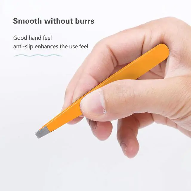 Alt view image 2 of 7 - Tweezers Set Professional High Precision Stainless Steel Eyebrow Remover Ingrown Hair & Splinter Removal Kit Facial Hair Grooming Tools for Men Women Orange 4 Pcs