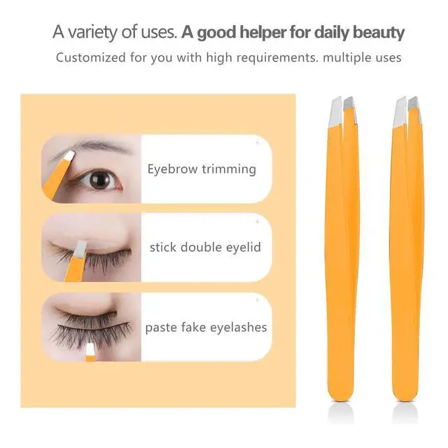 Alt view image 3 of 7 - Tweezers Set Professional High Precision Stainless Steel Eyebrow Remover Ingrown Hair & Splinter Removal Kit Facial Hair Grooming Tools for Men Women Orange 4 Pcs