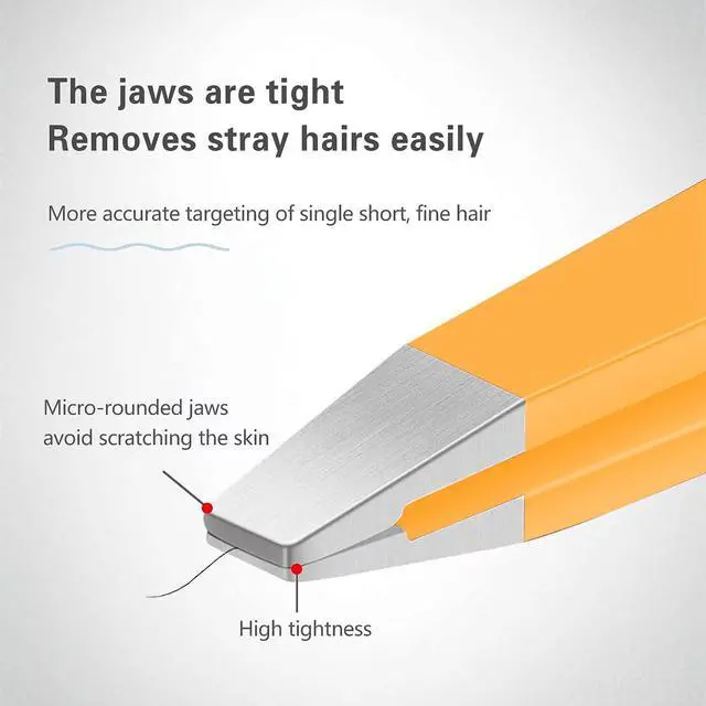 Alt view image 5 of 7 - Tweezers Set Professional High Precision Stainless Steel Eyebrow Remover Ingrown Hair & Splinter Removal Kit Facial Hair Grooming Tools for Men Women Orange 4 Pcs