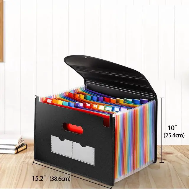 Alt view image 3 of 7 - Large Accordion File Organizer, 24 Pockets Legal File Folder, Expanding File Folder for Legal/Letter/A4 Size Papers, Receipt, Bills, Important Documents