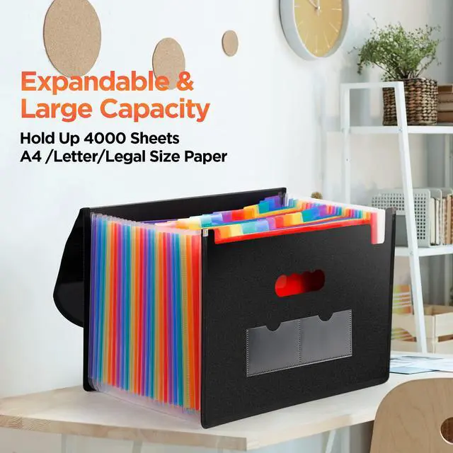 Alt view image 4 of 7 - Large Accordion File Organizer, 24 Pockets Legal File Folder, Expanding File Folder for Legal/Letter/A4 Size Papers, Receipt, Bills, Important Documents